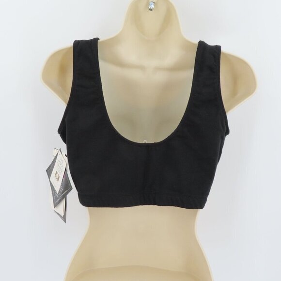 Danskin Women Plus Size 1X Bra Tops Bralette Solid Black Cotton Blend 1990s NEW - Picture 4 of 9